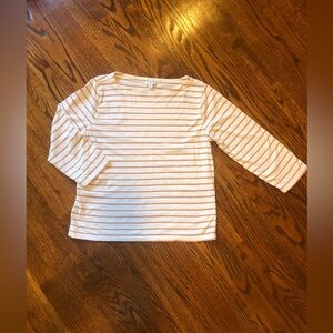 J. Crew White/Gold Striped Tee - Size Medium